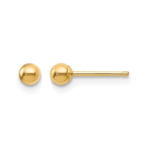 14K Yellow Gold Polished 3mm Ball Post Earrings