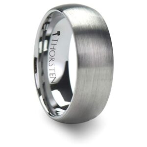 Domed with brushed finish tungsten Band width 8mm and size 12