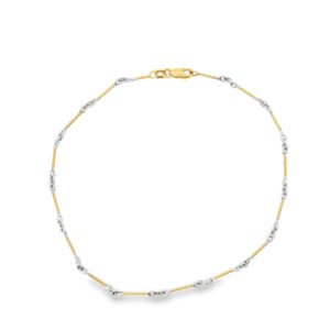 14K Gold Yellow Twisted Bar Anklet for Women