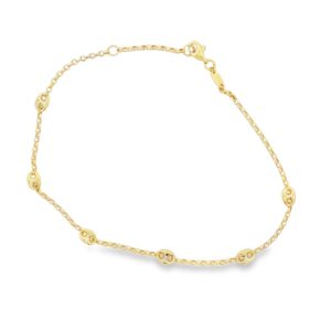 14K Yellow Gold 10" Open Heart Polished Women's Anklet