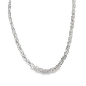 14K White Gold 4mm Braided Anklet - 10"