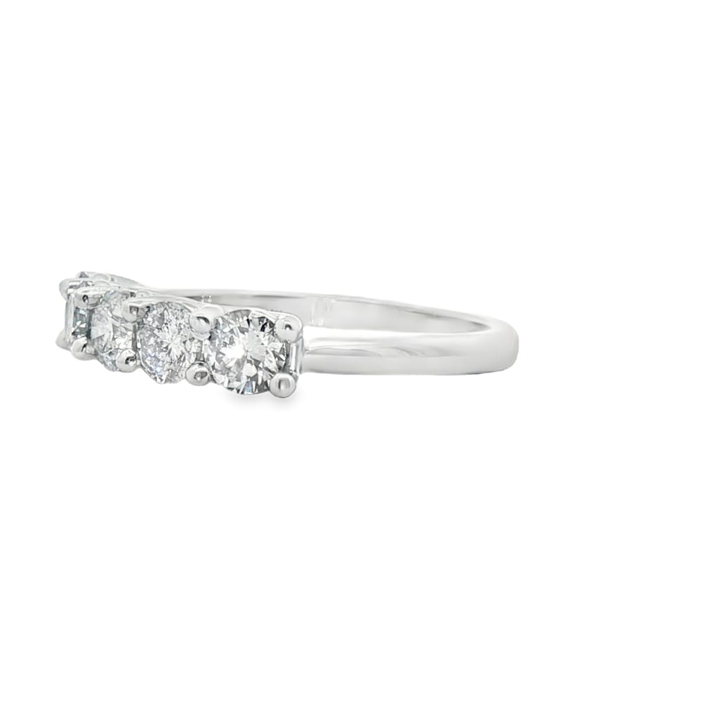 14K White Gold Diamond Anniversary Band with 5 Round Stones