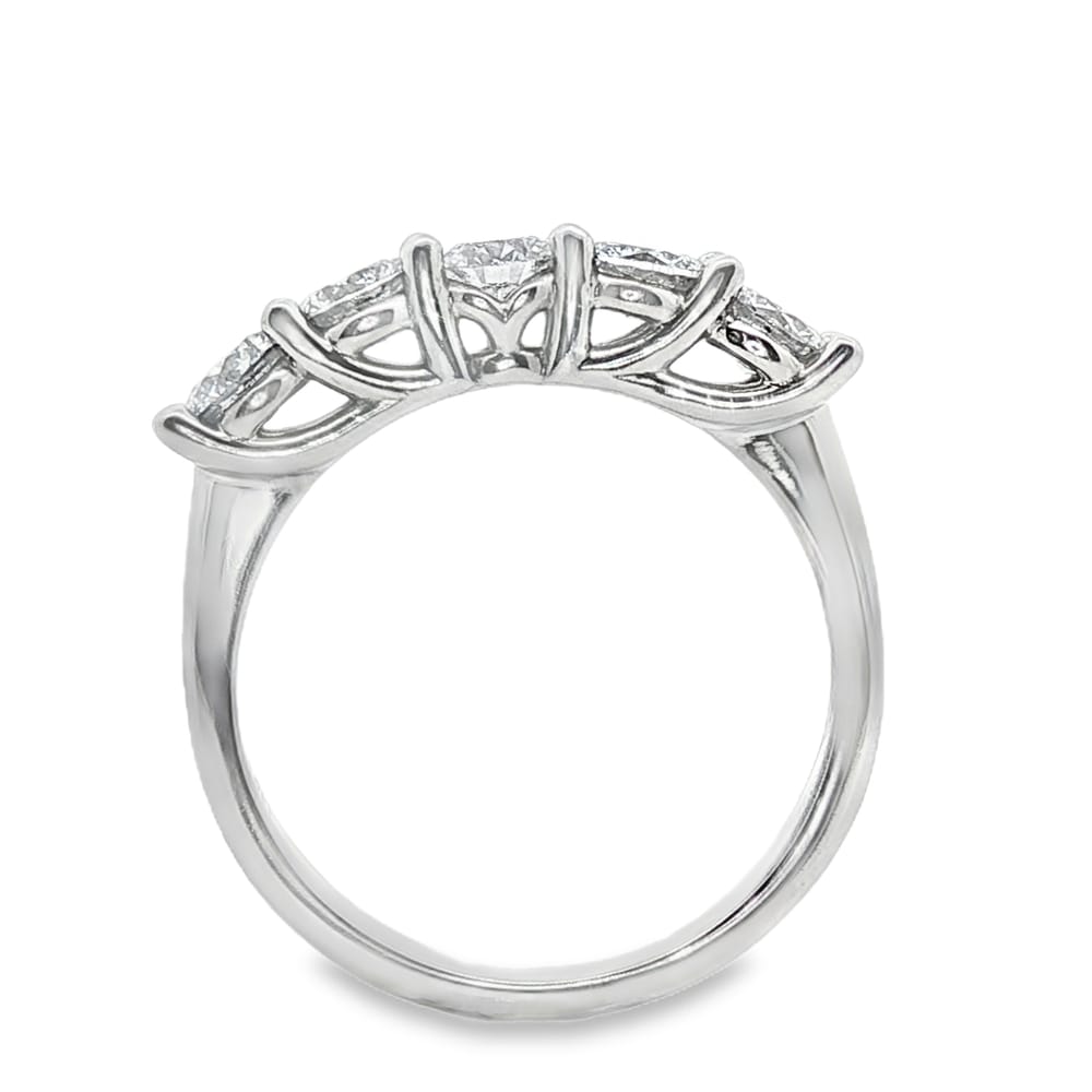 14K White Gold Diamond Anniversary Band with 5 Round Stones