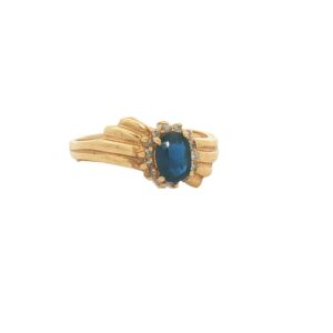 14K Gold Yellow Oval Sapphire Ring with Diamond Accents