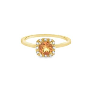 14K Gold Diamond and Citrine Ring