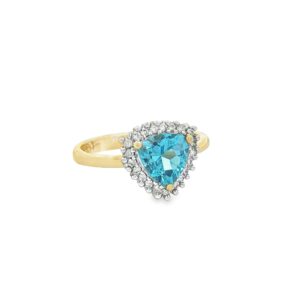 14K Gold Yellow Trilliant Topaz Ring with Diamond Accents