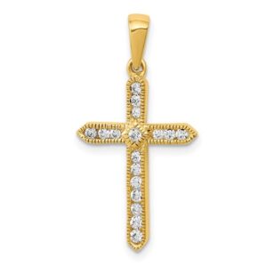 14K .25ct Natural Diamond Cross Pendant