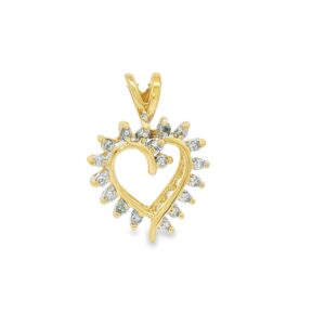 14K Yellow Gold Diamond Heart Pendant with 18 Stones - 0.25 ct