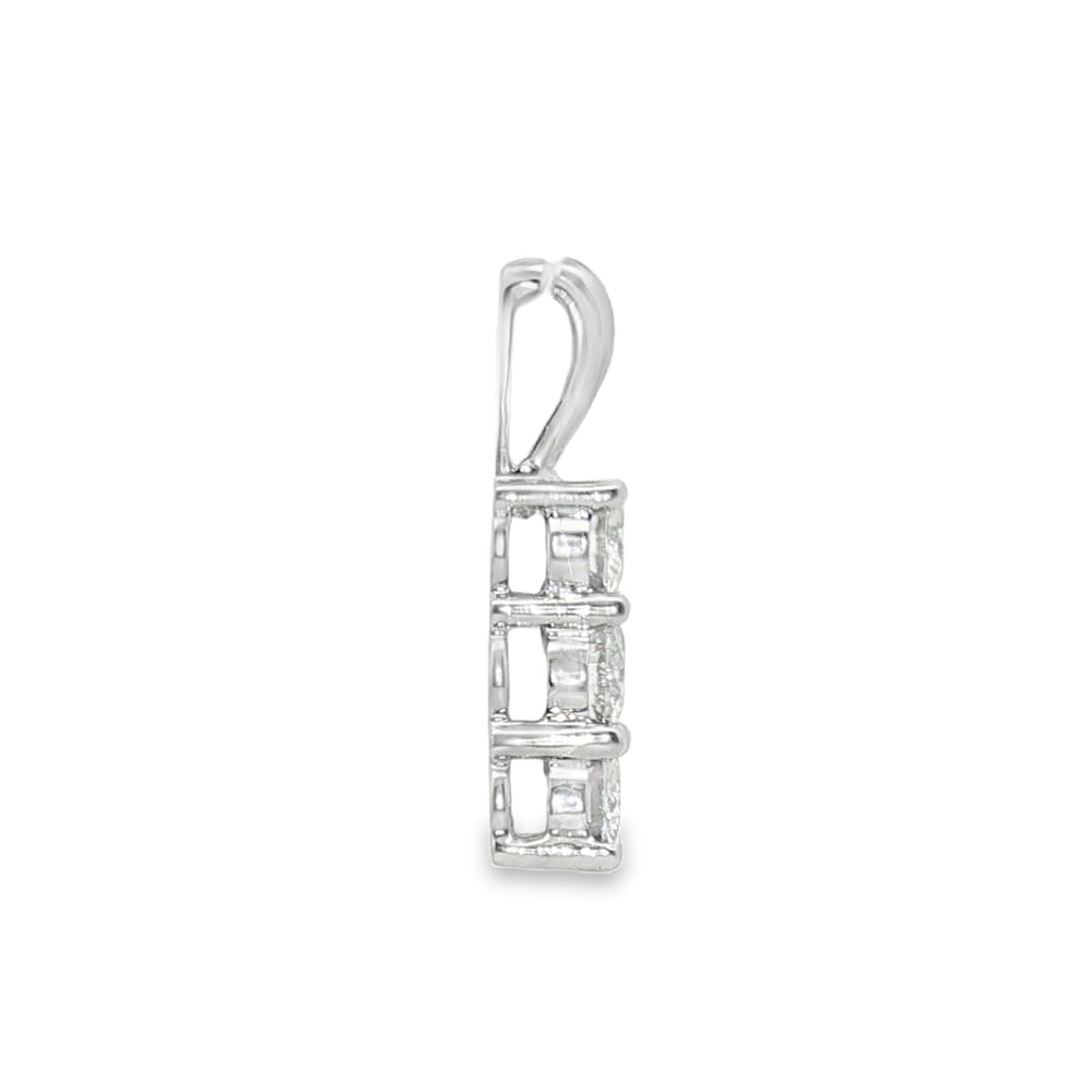 14K White Gold Pendant with Triple Cubic Zirconia Stones for Women