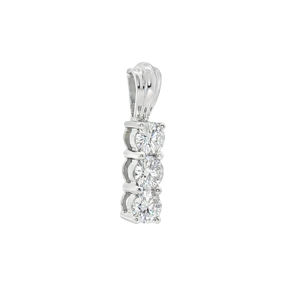 14K White Gold Pendant with Triple Cubic Zirconia Stones for Women
