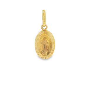 14K Gold Yellow Women's Blessed Mother Oval Medal Pendant 0.75g