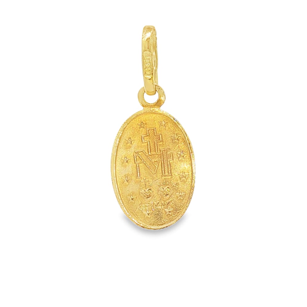 14K Gold Yellow Women's Blessed Mother Oval Medal Pendant 0.75g