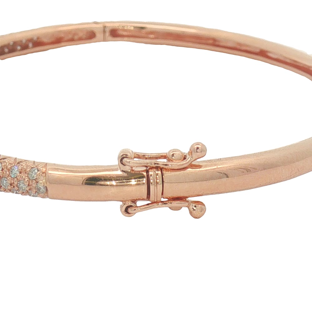 14K Gold Rose Diamond Bangle Bracelet 1.00 ct 10.29 g