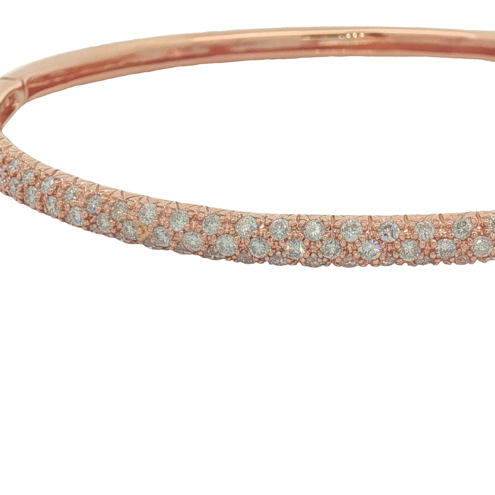 14K Gold Rose Diamond Bangle Bracelet 1.00 ct 10.29 g