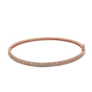 14K Gold Rose Diamond Bangle Bracelet 1.00 ct 10.29 g