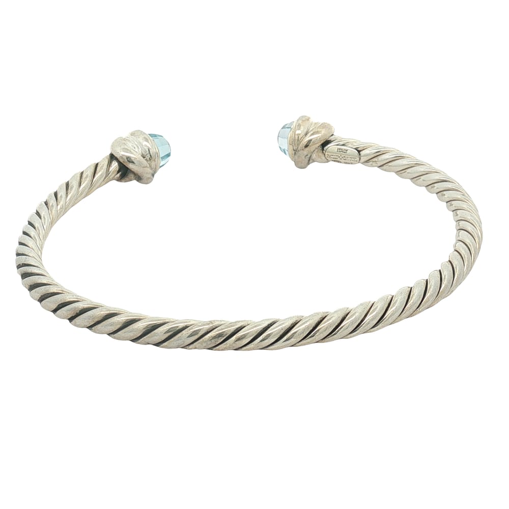Phillip Gavriel Sterling Silver and 18K Gold Italian Cable with Blue Topaz