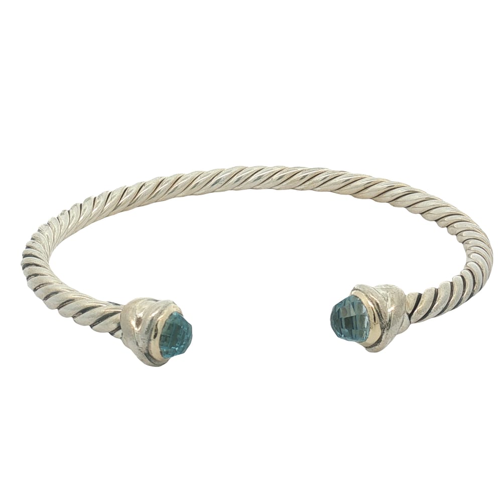 Phillip Gavriel Sterling Silver and 18K Gold Italian Cable with Blue Topaz