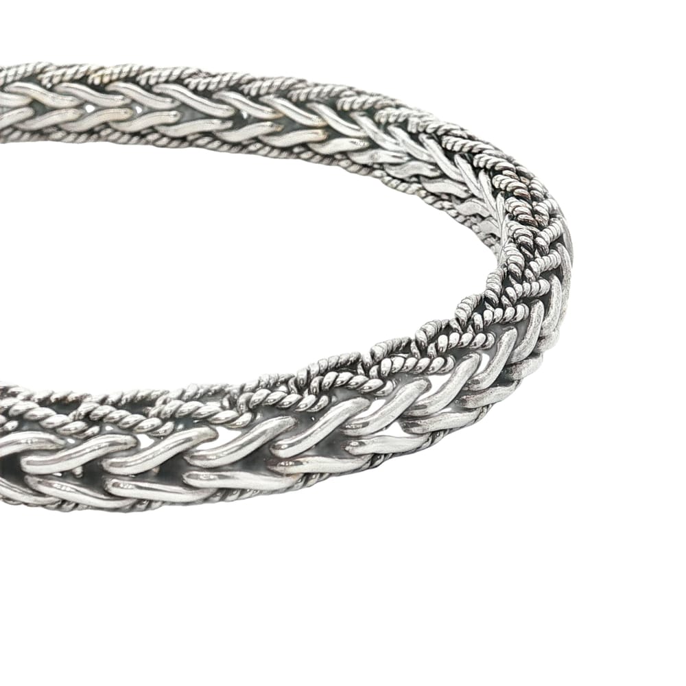 Phillip Gavriel Silver Half Round 7mm Woven Chain Sapphire Bracelet - 7.5 Inches