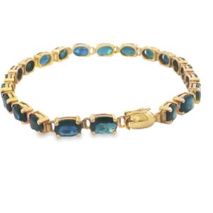 0270-01 Bracelet 14KT YG (22) Oval 6x4mm Sapphires & Dia, 5.1 DWT