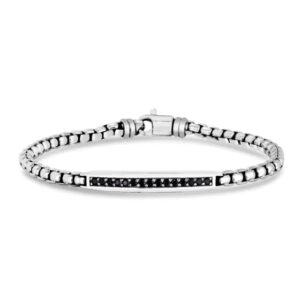 8.25" Men's Box Link 2mm Black Spinel Bracelet