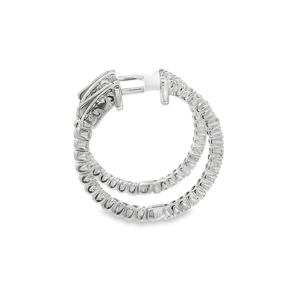 14K White Gold Diamond Earrings with 1.00 ctw and 60 Stones