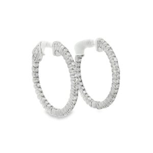 14K White Gold Diamond Earrings with 1.00 ctw and 60 Stones