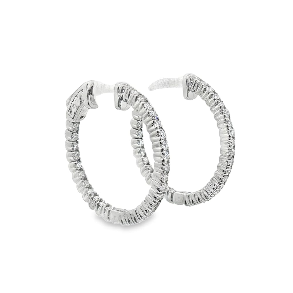 14K White Gold Diamond Earrings with 1.00 ctw and 60 Stones