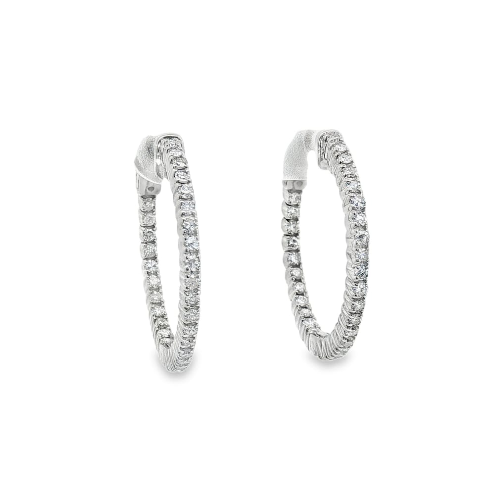 14K White Gold Diamond Earrings with 1.00 ctw and 60 Stones