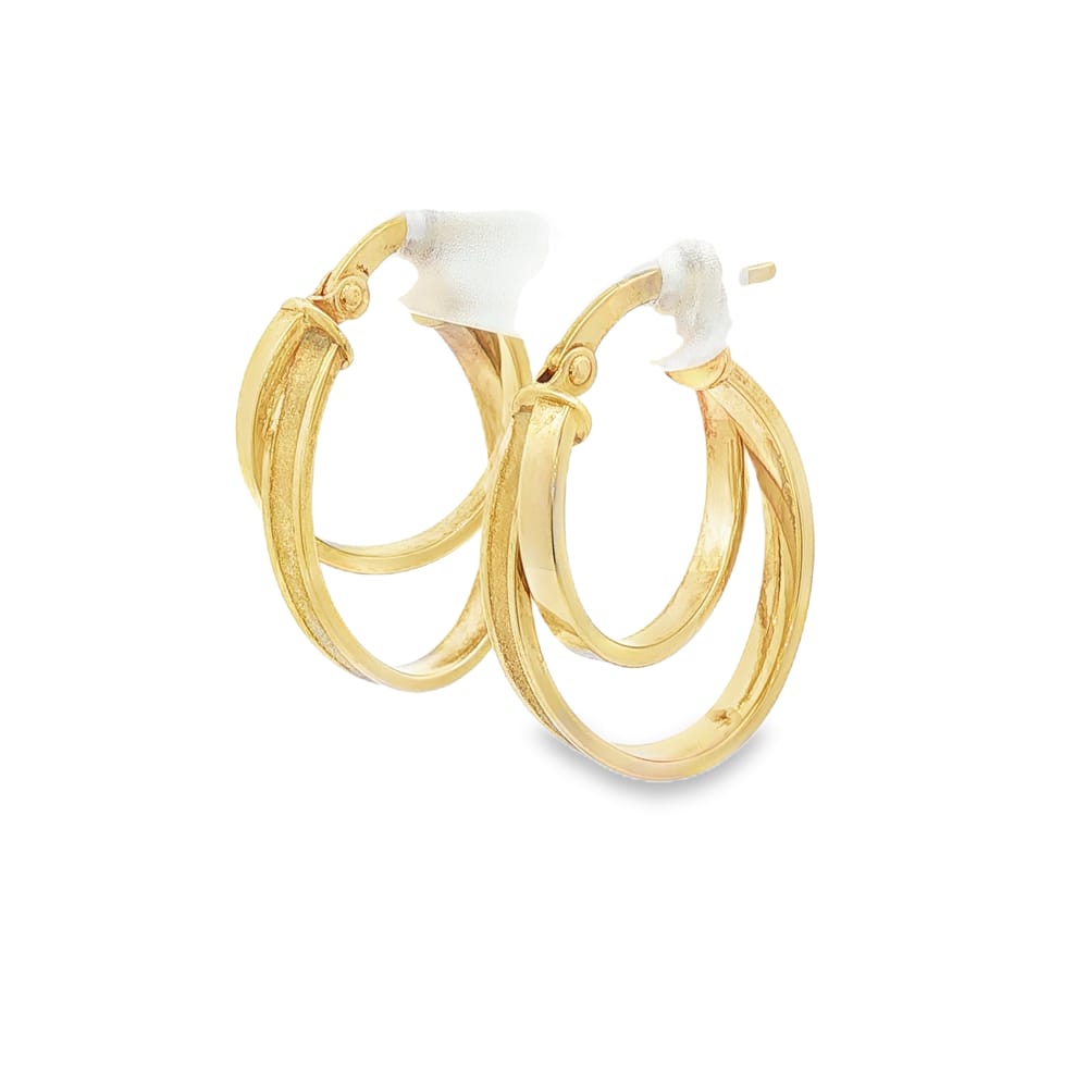 14K Yellow Gold Double Hoop Earrings 1.90g