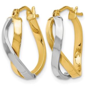Leslie's 14K Two Toned Rhodium Polished Bypass Hoop Earrings