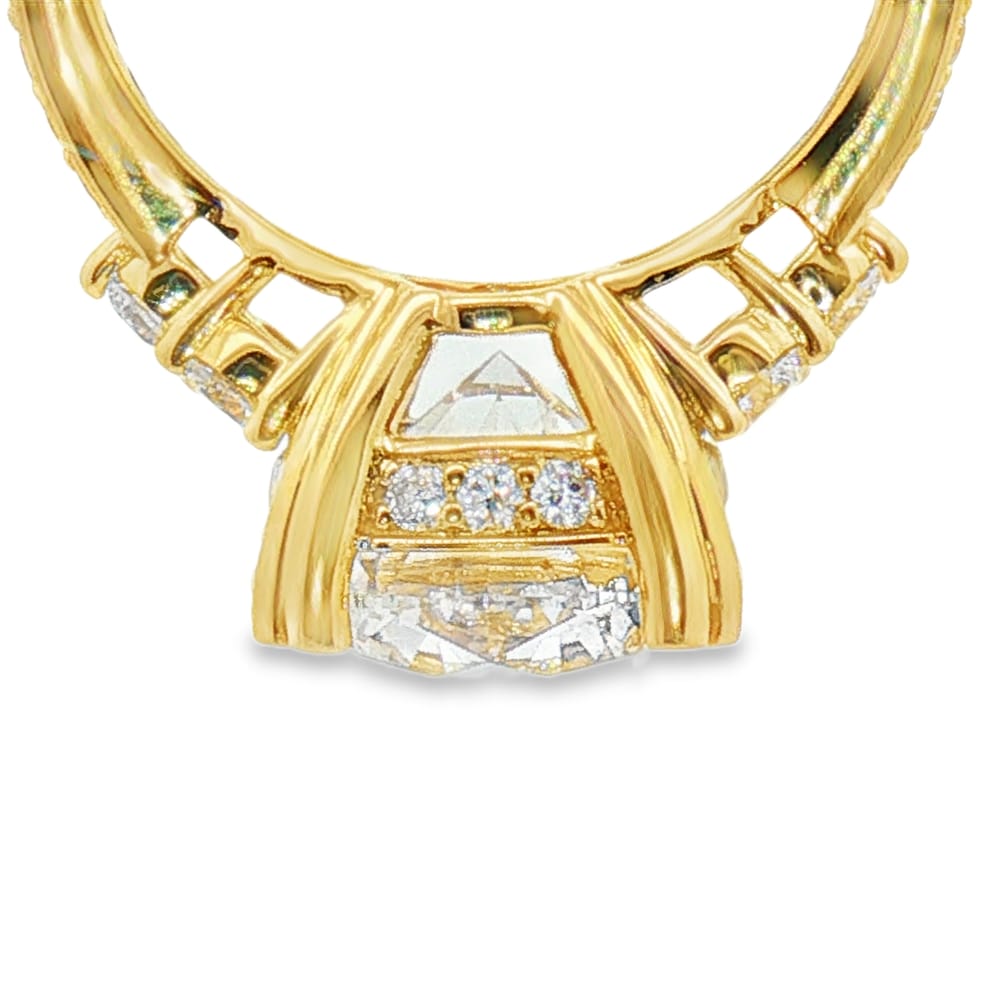 14K Yellow Gold 5.07ct Lab Grown Diamond Enagement Ring with a Hidden Halo and Side Diamonds