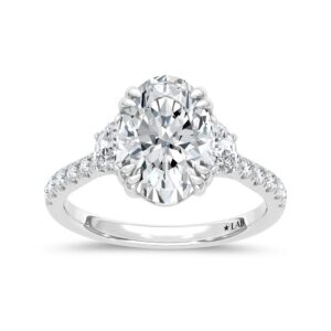 14K White Gold Lab Grown Diamond 3 5/8 Ct.Tw. Oval Shape Engagement Ring