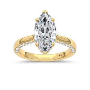 14K Yellow Gold Lab Grown Diamond 3 5/8 Ct.Tw. Marquise Shape Engagement Ring (Center 3CT)