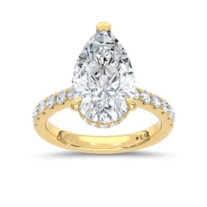 14K Yellow Gold Lab Grown Diamond 4 1/2 Ct.Tw. Pear Hidden Halo Engagement Ring (IGI Certified Center 4ct)