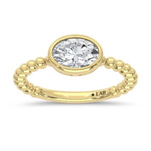 14K Yellow Gold Lab Grown Diamond 1 Ct.Tw. Oval Shape Engagement Ring