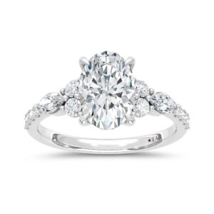 14K White Gold Lab Grown Diamond 2.09 Carat Oval Engagement Ring