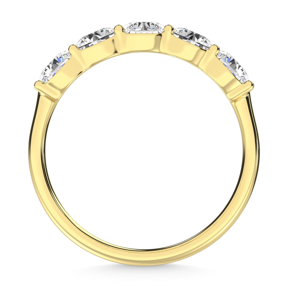 14K Yellow Gold Lab Grown 5 Diamond Wedding Band (2ctw)