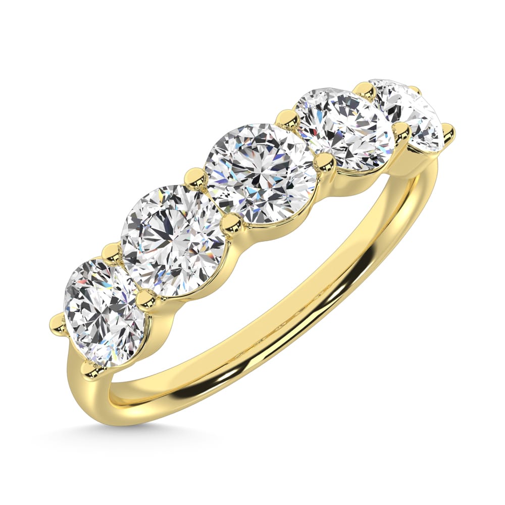 14K Yellow Gold Lab Grown 5 Diamond Wedding Band (2ctw)