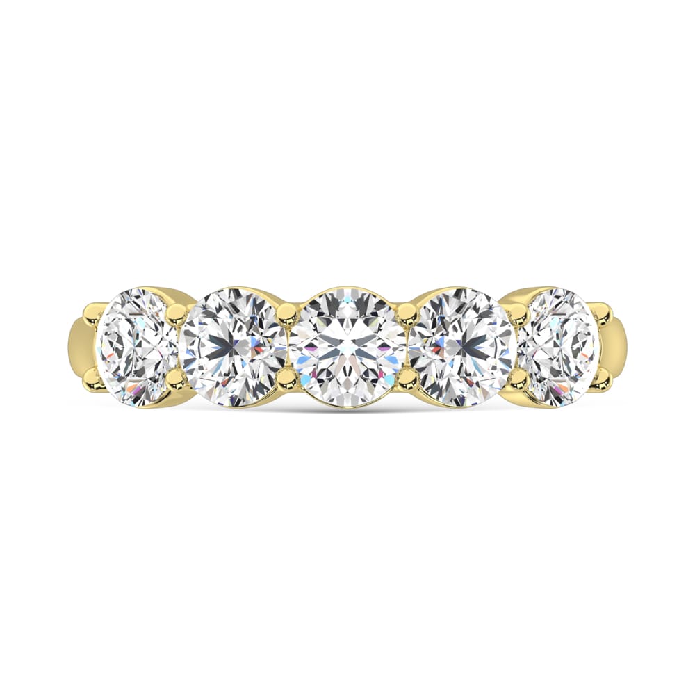14K Yellow Gold Lab Grown 5 Diamond Wedding Band (2ctw)