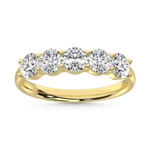 14K Yellow Gold Lab Grown 5 Diamond Wedding Band (2ctw)