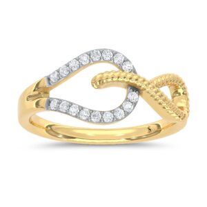 10K Two Tone Lab Grown Diamond (.15ctw) Love Knot Ring