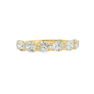 18K Yellow Gold 7 Oval Diamond Ring
