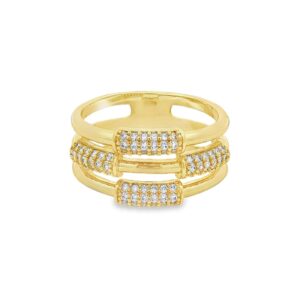 Multi Row Cubic Zirconia Bar Ring - Gold over Brass