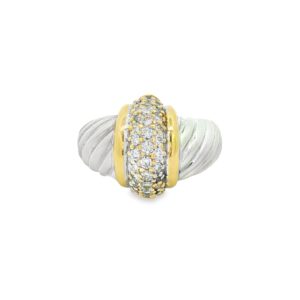 David Yurman Cable Wrap Pave Diamond Ring - Sterling Silver and 18K Yellow Gold