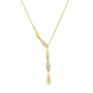 Cubic Zirconia Teardrop 16" Y-Necklace+ 2" Extension Gold Over Sterling Silver .925 3.53g