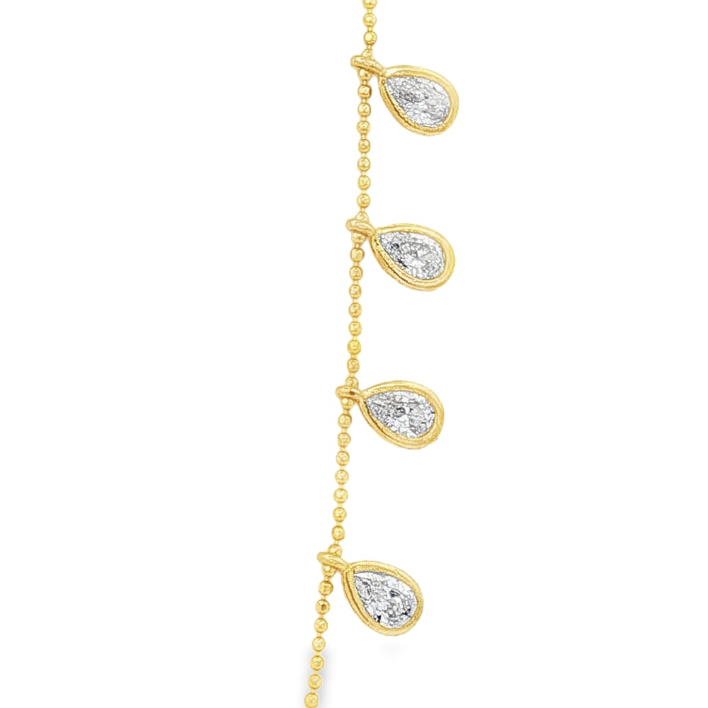 16" + 2" Multi-Cubic Zirconia Teardrop Necklace in Gold Over Sterling Silver
