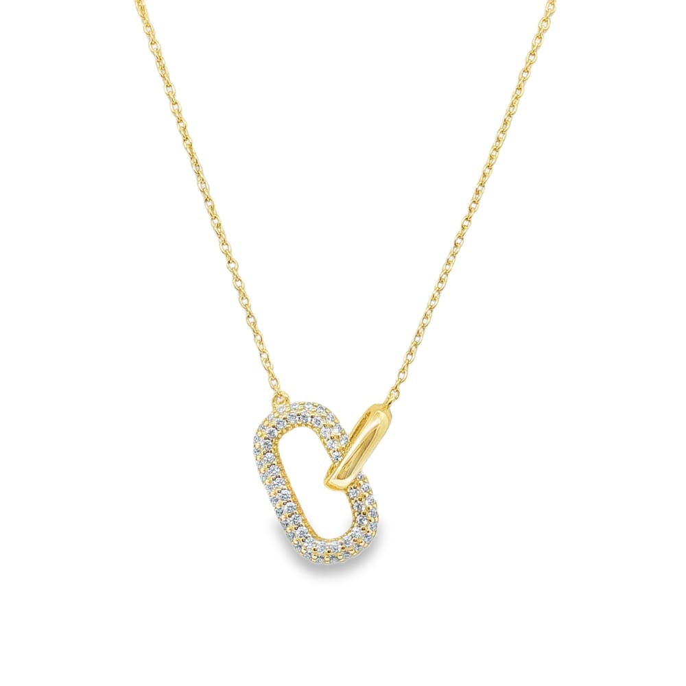 16" Gold Over Sterling Silver .925 Cubic Zirconia Round Link Necklace 4.11g