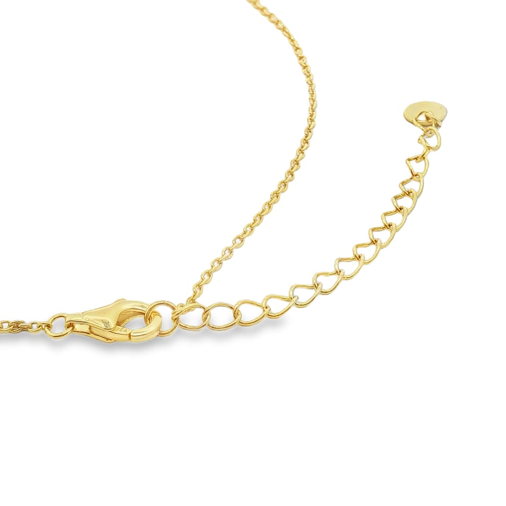 16" Gold Over Sterling Silver .925 Cubic Zirconia Round Link Necklace 4.11g