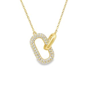 16" Gold Over Sterling Silver .925 Cubic Zirconia Round Link Necklace 4.11g