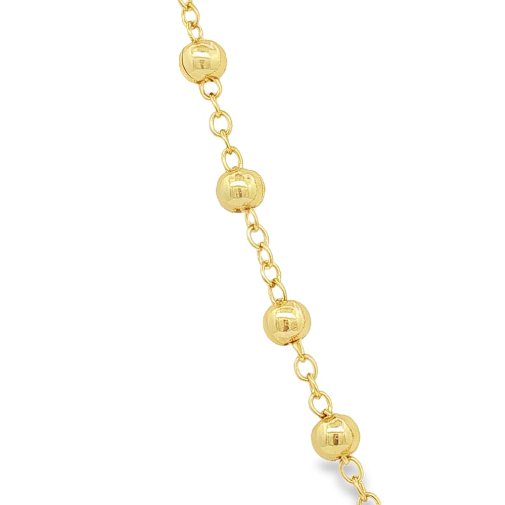 Gold Over Brass 16" Rectangular CZ Beaded Necklace with 2" Extension